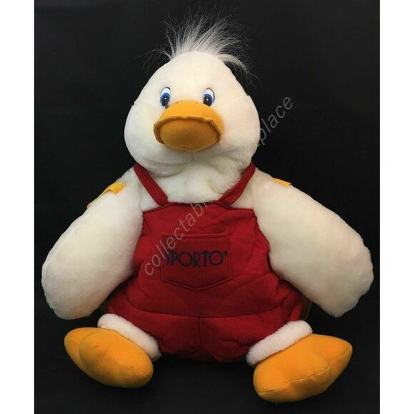 Rare SPORTO Advertising Mascot Plush White Duck Backpack w/ Red Overalls 1997 - Picture 2 of 9